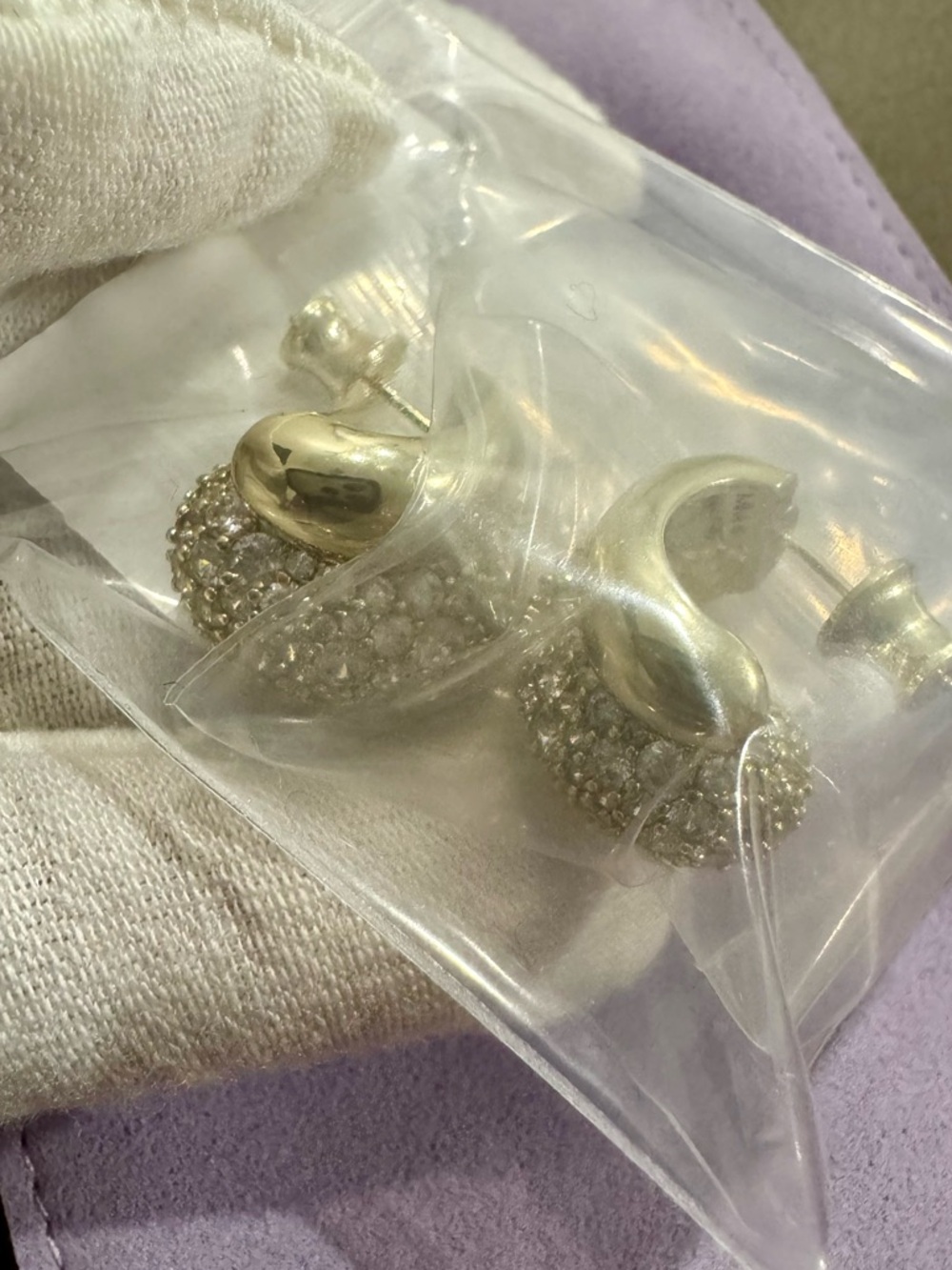 Melinda Maria Gold Pavé Crescent Hoop Earrings - Picture 7 of 10